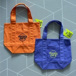 NWT Trader Joe's Mini Totes - Orange and Purple - lot of 2